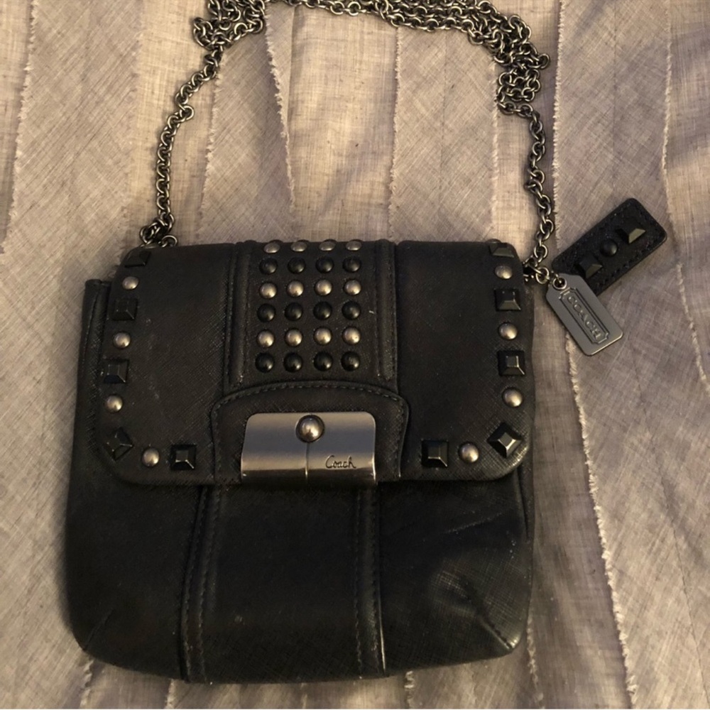 Coach Black Crossbody Bag with Silver Studs